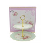 Suporte para Bolo 2 Camadas com Desenhos de Flores Lils