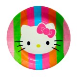 Pratos Descartveis para Festa Hello Kitty 10 Unidades 23 x 23 cm