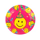 Pratos Descartveis para Festa Smiley 10 Unidades 18 x 18 cm