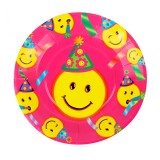 Pratos Descartveis para Festa Smiley 10 Unidades 23 x 23 cm