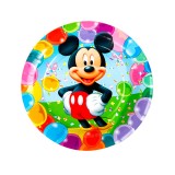 Pratos Descartveis para Festa Mickey 10 Unidades 18 x 18 cm