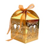 Caixas de Lembrancinhas para Festa Novios com Corao T11 Dourado 25pcs