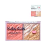 Paleta de Blush e Iluminador Ruby Rose HB-7533/1/2
