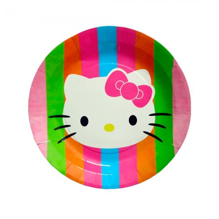 Anúncio: Pratos Descart Veis Hello Kitty Para Festa 10 Unidades 18 X 18 Cm