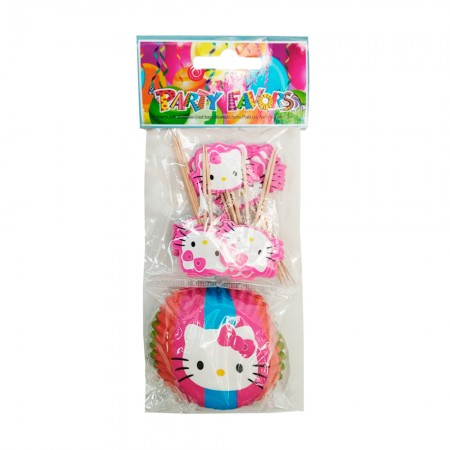 Anúncio: Kit Party Flavor Toppers e Forminhas para Cupcake Hello Kitty 24pcs