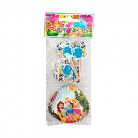 Anúncio: Kit Party Flavor Toppers e Forminhas para Cupcake Princesas 24pcs