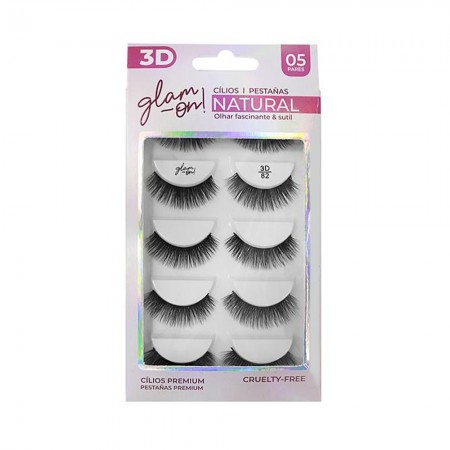 Anúncio: Set Cilios Posticos Glam On Natural 3d 82 5 Pares