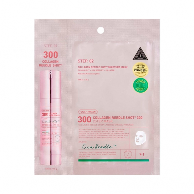 Anúncio: Mascara Facial Vt Cosmetics Collagen Reedle Shot 300 2 Passos