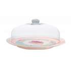 Suporte para Bolo com C�pula de Vidro Desenho de Flores