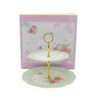 Suporte para Bolo 2 Camadas com Desenhos de Flores Lil�s