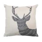 Capa de Almofada Bege com Cervo Preto