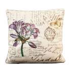 Capa de Almofada Bege Estampa de Flor Lilas