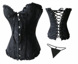 Corset Espartilho Icandy Beauty 213052 Preto S com Calcinha