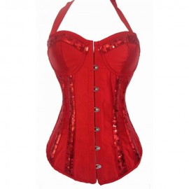 Corset Espartilho Icandy Beauty 661 Vermelho com Brilho S com Calcinha