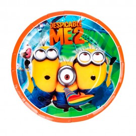 Pratos Descartveis para Festa Minions 10 Unidades 23 x 23 cm