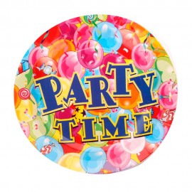 Pratos Descartveis para Festa Party Time 10 Unidades 23 x 23 cm
