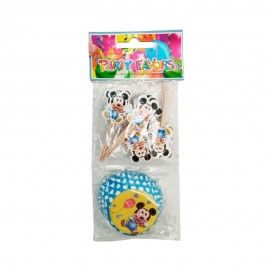 Kit Party Flavor Toppers e Forminhas para Cupcake Mickey Baby 24pcs