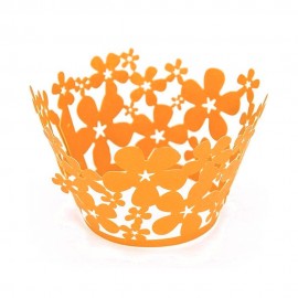 Kit Wraps para Cupcakes Flores W07 Dourado 25pcs