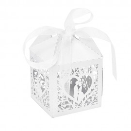 Caixas de Lembrancinhas para Festa Novios com Corao T11 Branco 25pcs