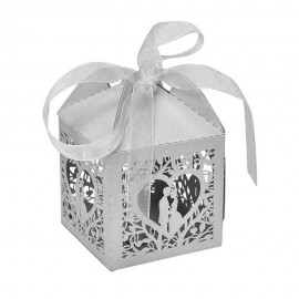Caixas de Lembrancinhas para Festa Novios com Corao T11 Cinza 25pcs