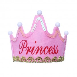 Coroa para Festa Princess Rosa com Luz LED