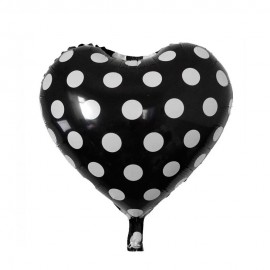 Balo para Festas Corao com Bolinhas H94 Preto-Branco