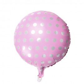 Balo para Festas Redondo Rosa com Bolinhas Prata