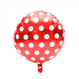 Balo para Festas Redondo Vermelho com Bolinhas Brancas