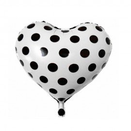 Balo para Festas Corao com Bolinhas H94 Branco-Preto