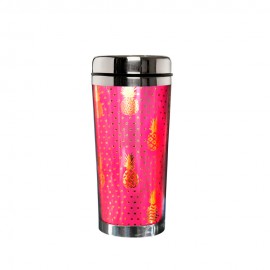 Copo Trmico Pink com Desenho de Abacaxi
