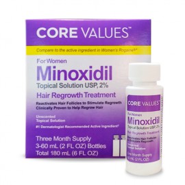 Tratamento Capilar Core Values para Mulheres  2% Minoxidil 3x60ml