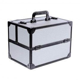 Maleta de Maquiagem  A-3563 Tamanho Medio Prata/Preto