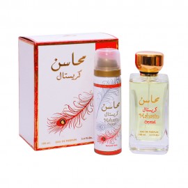 Kit Lattafa Mahasin Crystal EDT 100ml + Deo 50ml