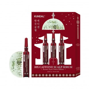 Kit KUNDAL Korean Royal Palace Edition 10X Caffeine Scalp Serum 10ml x3 + Gua Sha Comb