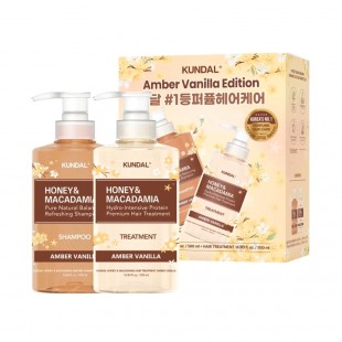 Kit Capilar KUNDAL Honey & Macadamia Amber Vanilla Edition Shampoo + Tratamento 500ml